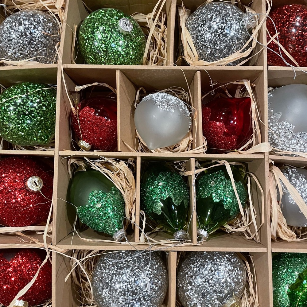 Kirkland’s Assorted Glitter Glass Ornaments